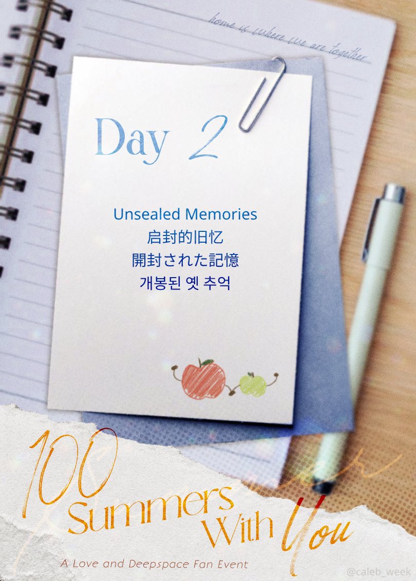 caleb_week's tweet photo. Day 2 of Caleb Week is here! 

Today’s prompt is: Unsealed Memories 

A reminder to tag your posts with #100summerswithyou and to spoiler any NSFW entries! https://t.co/U3jRGDRlpq