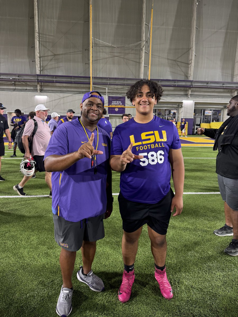 BigPapiPagan's tweet image. I want to say thank you to @LSUfootball and @coachbraddavis for the OL/DL camp. I learned a lot and had some good reps. @WbFootball #MTC #GeauxTigers