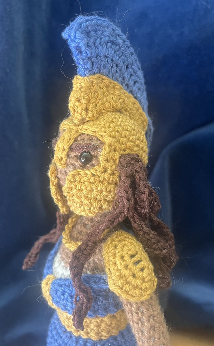FoxTheRedCat's tweet image. Warrior of the mind, forged in wisdom and thread: Athena herself!🦉✨
—
She turned out quite a bit taller than the others🧶
(Poseidon and little Zeus design by @IllustratorNeal)
#epicthemusical #epicthemusicalfanart #athena #poseidon #crochet #GreekMythology