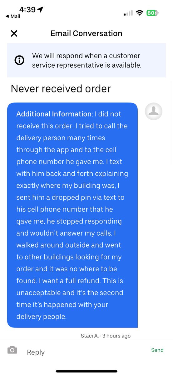 CapsDiva's tweet photo. @Uber_Support Your driver failed 2 deliver my groceries and yet you won’t refund? So wrong. I was in contact with the driver giving him directions, tried calling and even text his cellphone # he gave me in the app and yet I’m punished? #ubereats #ubersupport #ubersupportfail https://t.co/vaZZEyfo1P