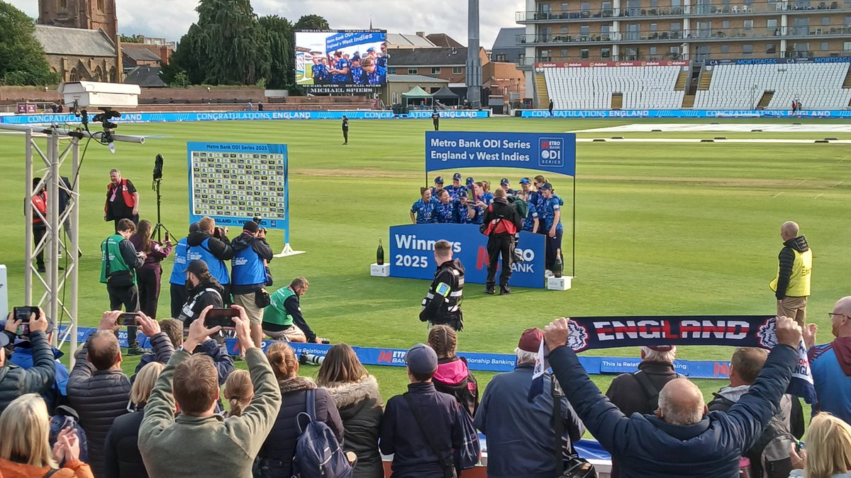 Metro Bank WODI

West Indies 106-8(21)
England 109-1(10.5/21)

Post 5hr rain break DLS target does beleagured visitors no favours as despite some brave late strokeplay Glenn (3-21) and Sciver-Brunt (57no/33) see hosts win with ease at a very wet Taunton.

<a href="/swsportsnews/">South West Sports News</a>