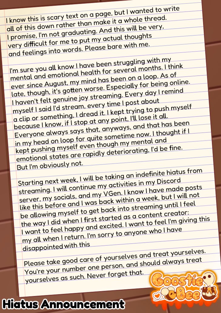 yourlocalgoost's tweet image. hiatus annoncement
I was going to wait until tomorrow but I may as well go ahead and post this today.