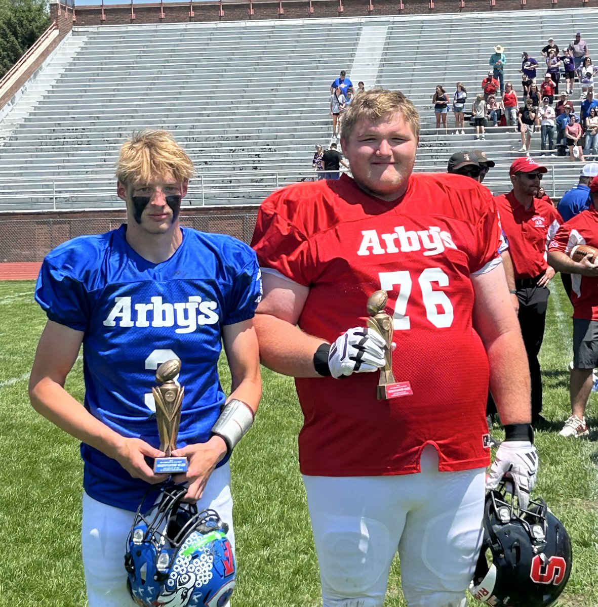 Sportsmanship award 🥇 <a href="/WestNEAllStars/">West NE All Star Games</a> goes to Austin Christensen <a href="/SidneyRaiderFB/">Sidney Red Raider Football</a> and Hayden Muirhead <a href="/OvertonEagles/">Overton Eagles</a>