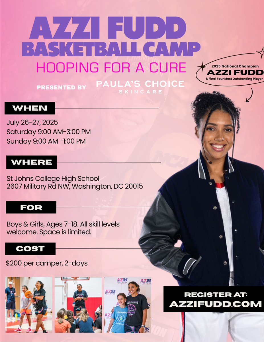 Guys, a lot of you have been asking about my basketball camp. The registration for my camp, July 26th and 27th, is now live!! Space is limited, but you can register at azzifudd.com. Last year's camp was our best yet, and this year will be even better!