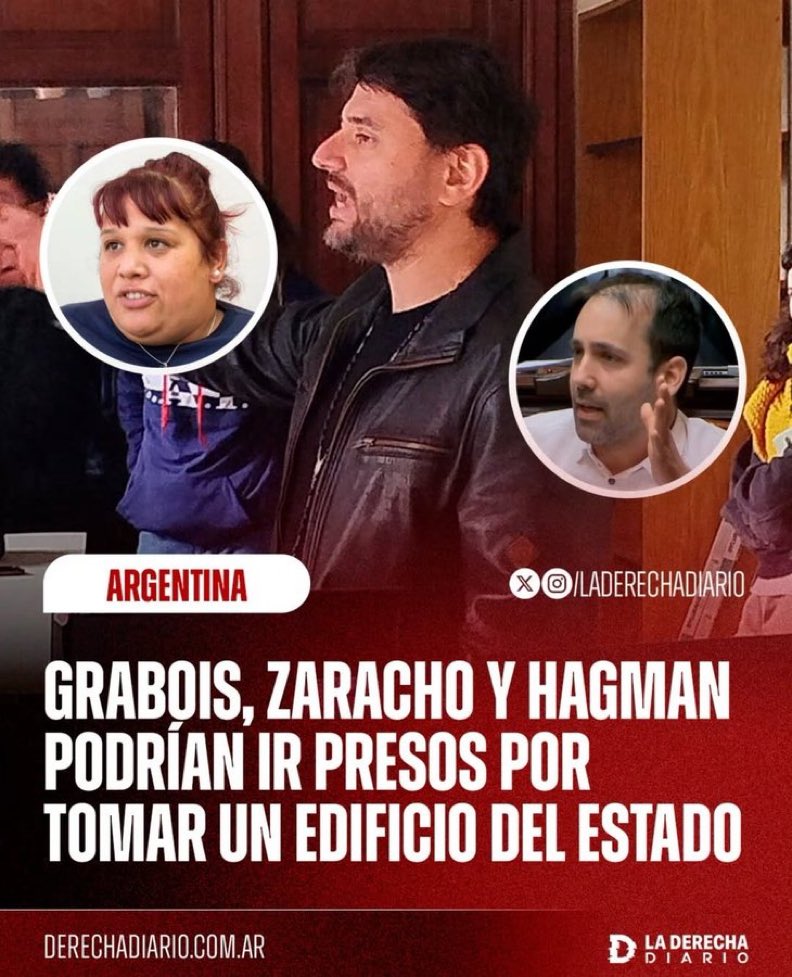 🚨GRABOIS, ZARACHO y HAGMAN PODRIAN IR PRESOS por TOMAR UN EDIFICIO del ESTADO

¿Te GUSTARIA que ASI SEA?👇🏼👇🏼👇🏼