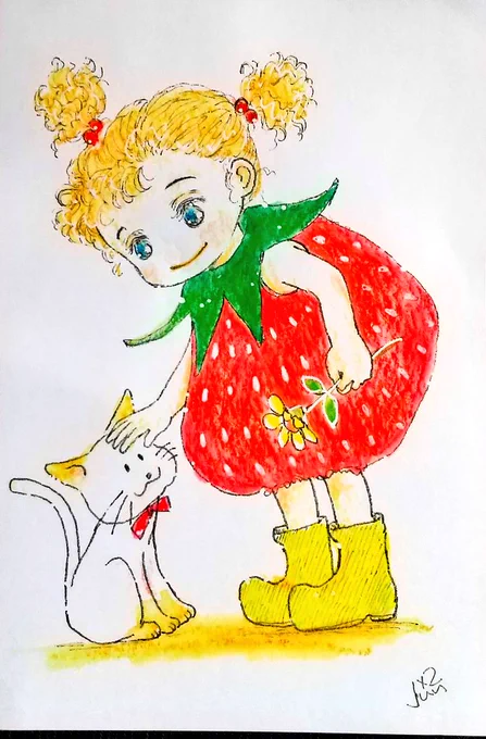 『 いちごちゃん 』 先月は久しぶりいちご狩りを楽しみ、今度はさくらんぼ狩りしたーいと思ってたら…天候のせいで昨年に引き続きさくらんぼが不作?とか…大変 でも旬の果物を美味しく食べたいなぁ 今日も良き日に