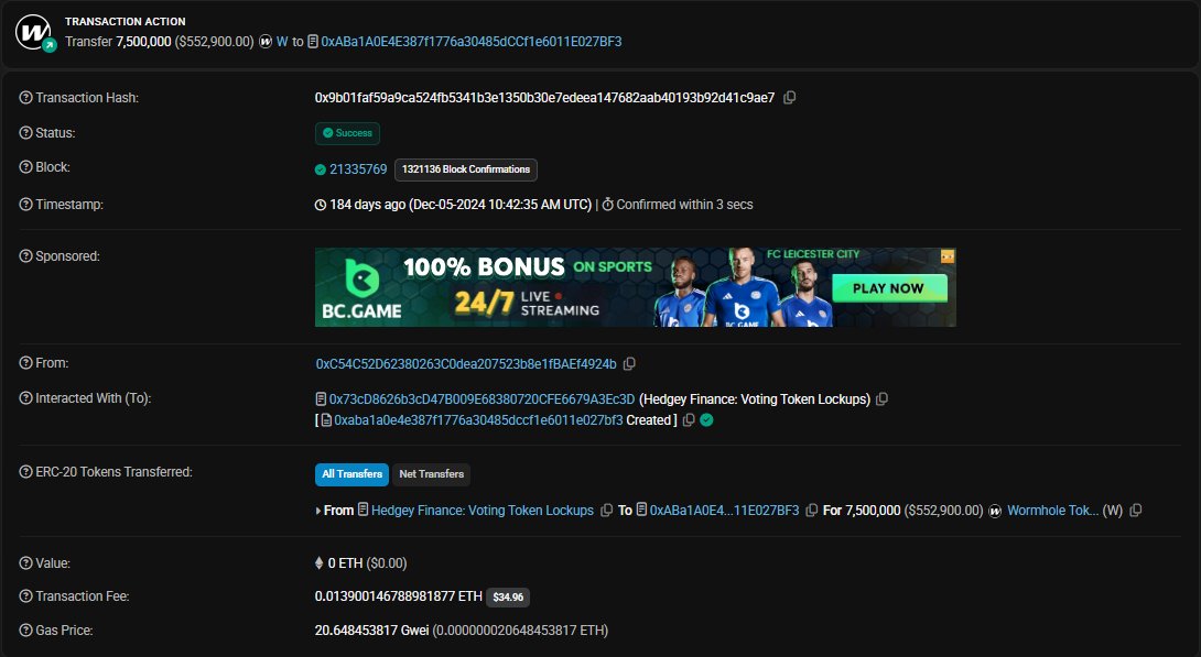 onchainwallets's tweet photo. 🌀 WHALE ALERT: 7.5M $W ($552.9K) moved from Hedgey Voting Lockup to a new wallet!
📤 Is this an unlock ready to hit the market?
🧐 High gas fee: $34.96 suggests urgency.
🚨 Follow @OnChainWallets for real-time alpha
#Wormhole #WToken #WhaleAlert #CryptoNews https://t.co/I5rxYhQp74