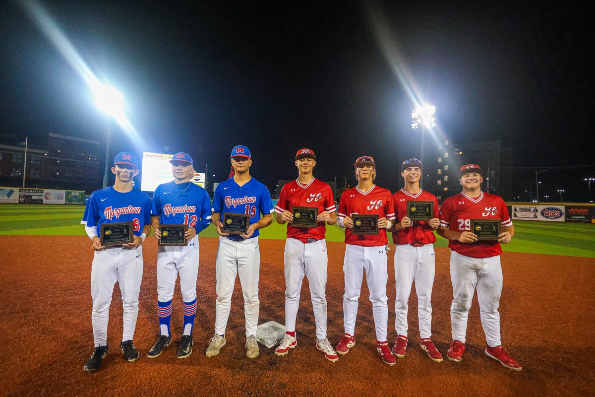 TheWVSSAC's tweet image. Class AAAA All-Tournament Team:
Weston Smith (Hurricane), Tyler Baxter (Hurricane), Brady Rigney (Hurricane), Ryan Bowman (Hurricane), Vincent Aloi (Morgantown), Judd Messerly (Morgantown), Kai Henkins (Morgantown), Corbin Dixon (GW), Ty Nettles (GW), Chuck Kelley (GW)