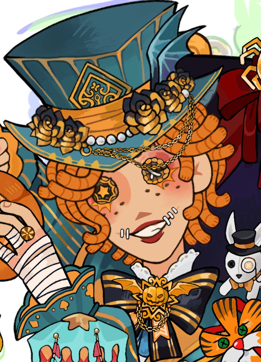 gellyplanet's tweet image. this drawing on the right is still a wip but the tea party mike on the left was my first drawing in my button eyes style (from feb of last year) the progress is insane to mee