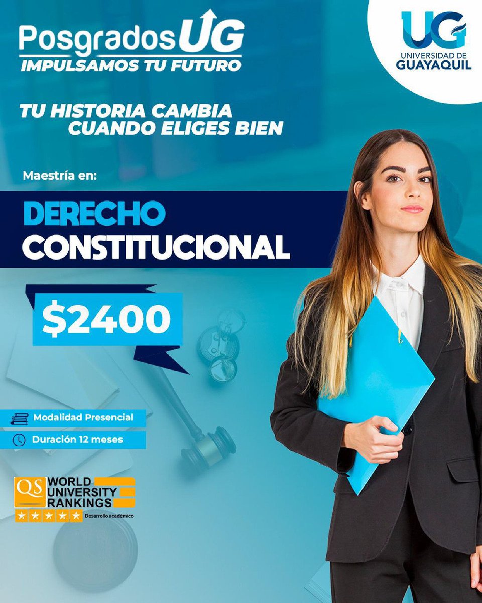 UGJURIS's tweet photo. 📣Te presentamos nuestro programa de posgrado en Derecho Constitucional⚖️📖

📌Modalidad presencial
👨‍🏫Profesores nacionales y extranjeros 🇮🇹🇪🇸🇧🇷
🕰️12 meses

Más información aquí👇
📱+593983887885
📱+593958689365
Innova UGEP 💻
📧ventas@innovaep.edu.ec
📧posgrado-ug@ug.edu.ec https://t.co/38UNrw88CE