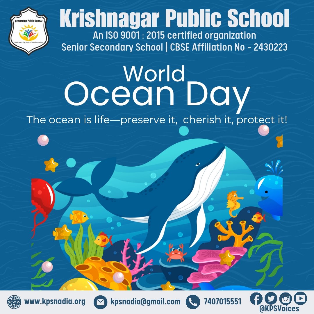 KPSVoices's tweet photo. Happy World Oceans Day! 🌊 Our planet's magnificent blue heart needs us more than ever. From the tiniest plankton to the largest whales, marine life faces unprecedented threats. Let's commit to protecting our oceans through conscious choices and advocating for change.
#KPSVoices https://t.co/kYERloW5JX