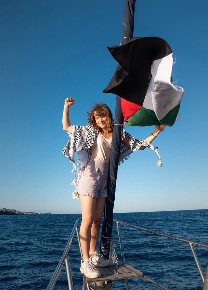 Yafa (@yafa_io) on Twitter photo <a href="/GretaThunberg/">Greta Thunberg</a> on <a href="/GazaFFlotilla/">Freedom Flotilla Coalition</a> with 10 other activists from diverse backgrounds, they are sailing to Gaza to break the siege and deliver humanitarian aid
a symbolic stand against the ongoing ethnic cleansing.
Pray for them,
🍊🇵🇸✊🏽🍉 <a href="/GretaThunberg/">Greta Thunberg</a> on <a href="/GazaFFlotilla/">Freedom Flotilla Coalition</a> with 10 other activists from diverse backgrounds, they are sailing to Gaza to break the siege and deliver humanitarian aid
a symbolic stand against the ongoing ethnic cleansing.
Pray for them,
🍊🇵🇸✊🏽🍉