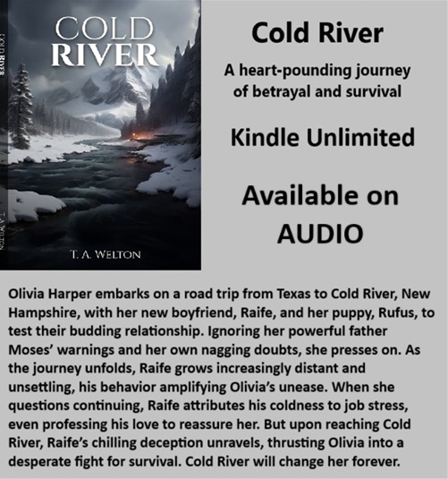 Tammy Welton (@ta_welton) on Twitter photo <a href="/GeorgeYuhasz/">George Yuhasz</a> <a href="/Adele_Royce/">Adele Royce</a> <a href="/RaelleLogan1/">RAELLE LOGAN, ROMANCE NOVELIST, HISTORICAL/PIRATES</a> <a href="/jgmacleodauthor/">J.G. MacLeod</a> <a href="/Gerlach12207435/">Brigitte Gerlach🌊💙😿😪💚#ClimateActionNow</a> <a href="/GhostThe50178/">Ghost of Thaddeus Arjuna, a Scribe with tidy typos</a> <a href="/Holly_H_H/">holly h. h.</a> <a href="/ninsthewriter/">Nina Romano</a> <a href="/alhanda/">Boogie Underground</a> <a href="/KenFry10/">Ken Fry</a> <a href="/PFDonato/">P.F. Donato, Author 📚 ✍️</a> <a href="/SusanSage/">Susan Sage</a> <a href="/BookDuke/">TheBookDuke</a> <a href="/Susanjeanricci/">Susan Jean Ricci</a> <a href="/ravaghi/">Noosha Ravaghi</a> <a href="/carolyngrace505/">CAROLYN HAYNES—“BEWITCHED” First Class #LATimes</a> <a href="/LMFord2/">LM Ford-Author</a> <a href="/impoliticpolit/">Hope Fields, JD.</a> <a href="/ForgottenAstro2/">ForgottenAstronauts 🚀Ash Knight</a> <a href="/Kellyrei007/">Kelly Miller, Amazon Best-Selling Author 💜🐶🐎</a> <a href="/LaylaHawke2/">Layla Hawke, author</a> <a href="/AikinNorb/">Norb Aikin</a> <a href="/DavidBlair46320/">David Blair</a> <a href="/jordana_greene/">Jordana Greene 🌸 Writing 🐺🐾🐿️🌲🍁</a> <a href="/joanne_paulson/">Author JC Paulson 🇺🇦 🕊🐧</a> <a href="/JNathanialC56/">J.Nathanial Corres</a> <a href="/JulieBeagley1/">Author J.A. Smith</a> <a href="/cr_burman/">Cheryl Burman is distracted by puppy training!</a> <a href="/davepperlmutter/">David P Perlmutter - Author. Actor. Dreamer. ✍🏼🎬</a> <a href="/RomancePenny/">Penny Benjamin Fiction Author</a> <a href="/diana_bish8565/">Diana Bishop</a> <a href="/KaceyKells/">Kacey Kells</a> <a href="/MaryLSchmidt/">Mary L Schmidt aka #SJackson</a> <a href="/Lady_J_Author/">Harley James ~ Romance Author ❀ Official Account ❀</a> <a href="/M_Cobbett71/">M.G. Cobbett (Writer/Reader/Reviewer) - see cover</a> <a href="/SPOFarrell3/">S.P. O’Farrell</a> <a href="/KeeOphelia/">Ophelia Kee Urban Fantasy</a> <a href="/SWilkingHoran/">Susan Wilking Horan</a> <a href="/hudson_allan/">Allan Hudson</a> <a href="/kampungkreepy/">Yin Leong</a> <a href="/SmithNochasak/">Anne M. Smith-Nochasak</a> Thanks George!
🔗<a href="/NoirKink/">Kink Noir</a> <a href="/booksbyJeanneR/">Jeanne Roland</a>
#audiobook #audiobookrecommendations #Audio #AudiobookLovers #audiobooks #Audible
#KindleUnlimited #WomensPsychologicalFiction #WomensCrimeFiction #PsychologicalLiteraryFiction
amazon.com/Cold-River-Tam… <a href="/GeorgeYuhasz/">George Yuhasz</a> <a href="/Adele_Royce/">Adele Royce</a> <a href="/RaelleLogan1/">RAELLE LOGAN, ROMANCE NOVELIST, HISTORICAL/PIRATES</a> <a href="/jgmacleodauthor/">J.G. MacLeod</a> <a href="/Gerlach12207435/">Brigitte Gerlach🌊💙😿😪💚#ClimateActionNow</a> <a href="/GhostThe50178/">Ghost of Thaddeus Arjuna, a Scribe with tidy typos</a> <a href="/Holly_H_H/">holly h. h.</a> <a href="/ninsthewriter/">Nina Romano</a> <a href="/alhanda/">Boogie Underground</a> <a href="/KenFry10/">Ken Fry</a> <a href="/PFDonato/">P.F. Donato, Author 📚 ✍️</a> <a href="/SusanSage/">Susan Sage</a> <a href="/BookDuke/">TheBookDuke</a> <a href="/Susanjeanricci/">Susan Jean Ricci</a> <a href="/ravaghi/">Noosha Ravaghi</a> <a href="/carolyngrace505/">CAROLYN HAYNES—“BEWITCHED” First Class #LATimes</a> <a href="/LMFord2/">LM Ford-Author</a> <a href="/impoliticpolit/">Hope Fields, JD.</a> <a href="/ForgottenAstro2/">ForgottenAstronauts 🚀Ash Knight</a> <a href="/Kellyrei007/">Kelly Miller, Amazon Best-Selling Author 💜🐶🐎</a> <a href="/LaylaHawke2/">Layla Hawke, author</a> <a href="/AikinNorb/">Norb Aikin</a> <a href="/DavidBlair46320/">David Blair</a> <a href="/jordana_greene/">Jordana Greene 🌸 Writing 🐺🐾🐿️🌲🍁</a> <a href="/joanne_paulson/">Author JC Paulson 🇺🇦 🕊🐧</a> <a href="/JNathanialC56/">J.Nathanial Corres</a> <a href="/JulieBeagley1/">Author J.A. Smith</a> <a href="/cr_burman/">Cheryl Burman is distracted by puppy training!</a> <a href="/davepperlmutter/">David P Perlmutter - Author. Actor. Dreamer. ✍🏼🎬</a> <a href="/RomancePenny/">Penny Benjamin Fiction Author</a> <a href="/diana_bish8565/">Diana Bishop</a> <a href="/KaceyKells/">Kacey Kells</a> <a href="/MaryLSchmidt/">Mary L Schmidt aka #SJackson</a> <a href="/Lady_J_Author/">Harley James ~ Romance Author ❀ Official Account ❀</a> <a href="/M_Cobbett71/">M.G. Cobbett (Writer/Reader/Reviewer) - see cover</a> <a href="/SPOFarrell3/">S.P. O’Farrell</a> <a href="/KeeOphelia/">Ophelia Kee Urban Fantasy</a> <a href="/SWilkingHoran/">Susan Wilking Horan</a> <a href="/hudson_allan/">Allan Hudson</a> <a href="/kampungkreepy/">Yin Leong</a> <a href="/SmithNochasak/">Anne M. Smith-Nochasak</a> Thanks George!
🔗<a href="/NoirKink/">Kink Noir</a> <a href="/booksbyJeanneR/">Jeanne Roland</a>
#audiobook #audiobookrecommendations #Audio #AudiobookLovers #audiobooks #Audible
#KindleUnlimited #WomensPsychologicalFiction #WomensCrimeFiction #PsychologicalLiteraryFiction
amazon.com/Cold-River-Tam…