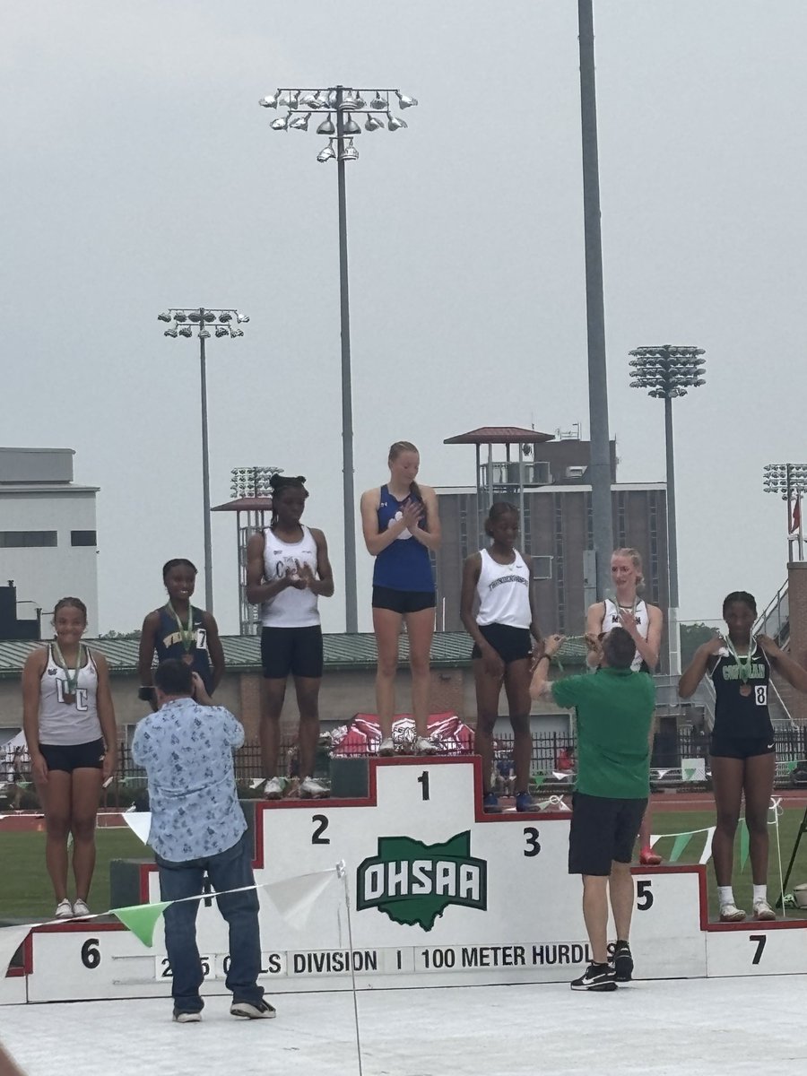 Junior Michaela Chandler finished 3rd 🥉 overall in the Girls 100mh final at the #OHSAA #D1 #StateChampionship! 🔥Way to go, Kaylah! #LetsFly #SheDid <a href="/LakotaEastAD/">Jill E. Meiring</a> <a href="/EAST_HAWKS/">Lakota East High</a> <a href="/gmcsports/">GMC Sports</a> #LakotaEastTF