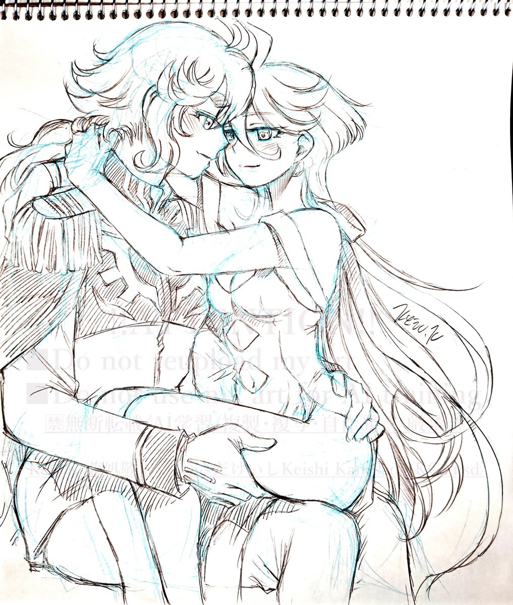 おはよーございます✨朝活終了～！🧹🧺

今朝は小雨、その中息子大会に出かけて行った。私は１日引き籠もって作業頑張る！

#リハビリ絵 は #スレミオ
指揮官愛人
愛する人は両腕の中に……
幸せは自分の手で持てる分だけでいい

#水星の魔女
#G_Witch