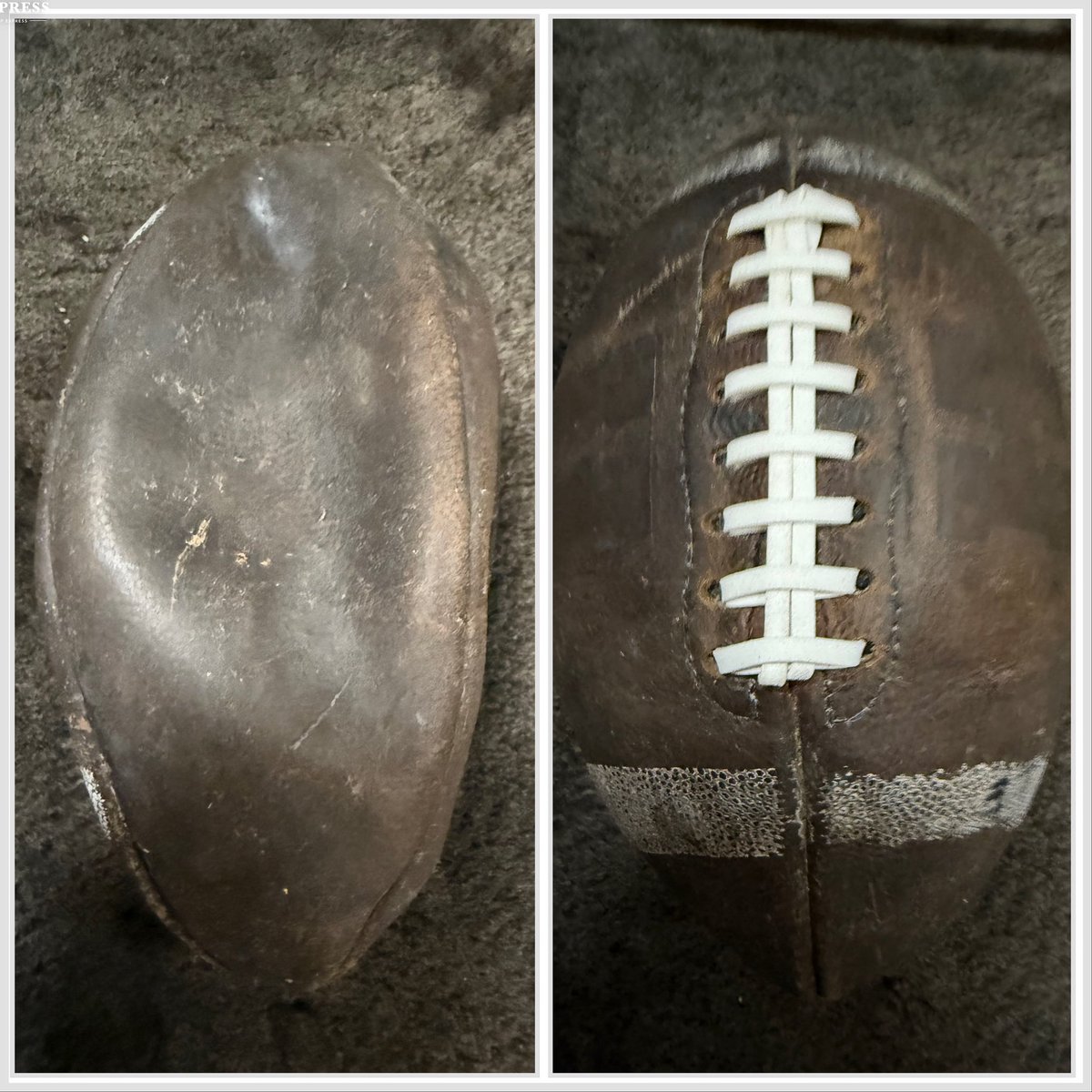 One football repaired for <a href="/lucasengland_/">Lucas England</a>, a kicker for North Atlanta High School in Georgia.  If you need this service, contact me.
CoachSedFBRepair.com