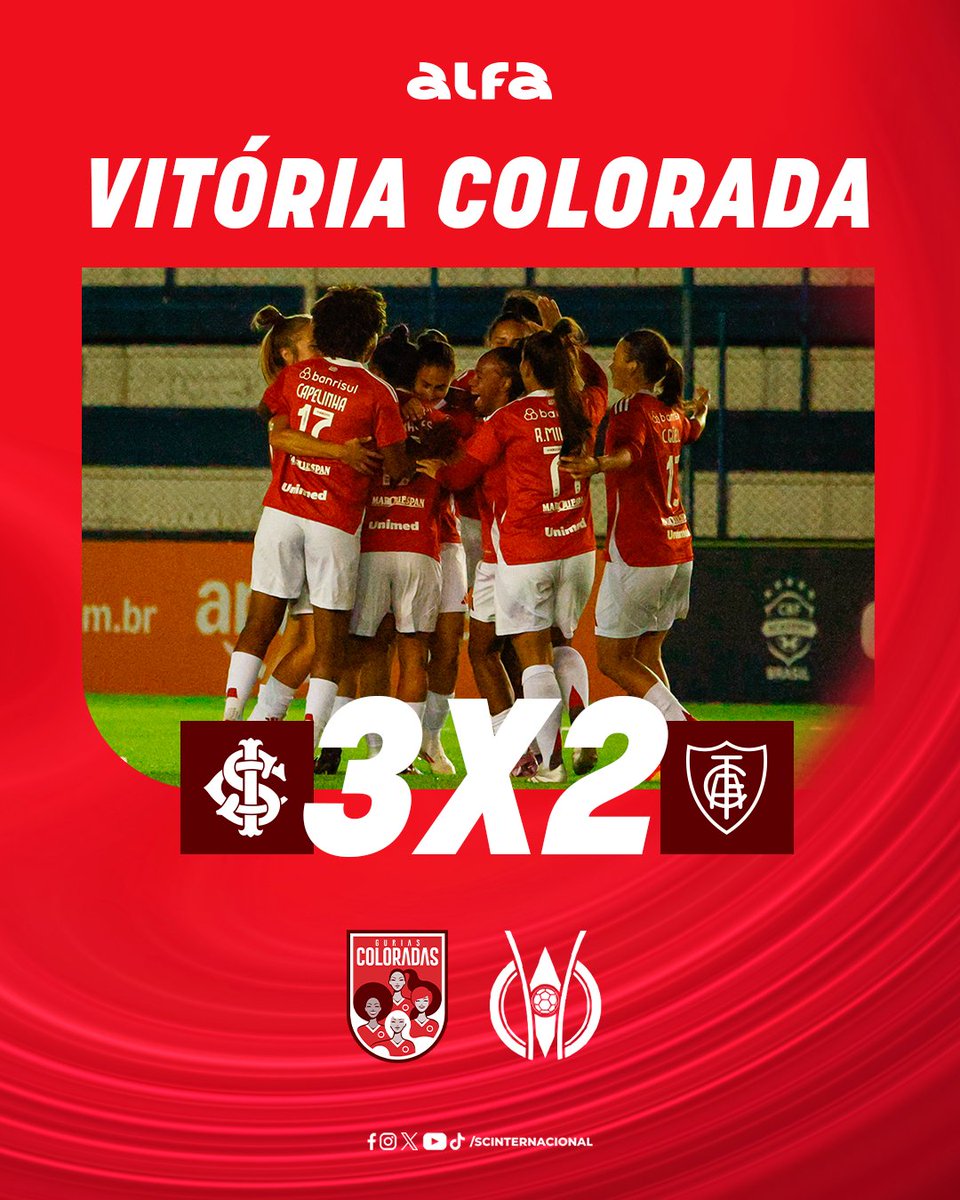 𝗩𝗜𝗧𝗢́𝗥𝗜𝗔 𝗖𝗢𝗟𝗢𝗥𝗔𝗗𝗔𝗔𝗔𝗔𝗔𝗔𝗔𝗔𝗔! ❤🤍❤🤍

Com gols de Julieta, Fefa e Ketlin, Gurias vencem o América-MG por 3 a 2 no Francisco Novelletto Neto. Agora, o próximo desafio é no próximo domingo (15), contra o Corinthians, com mando de campo alvirrubro!👊😍