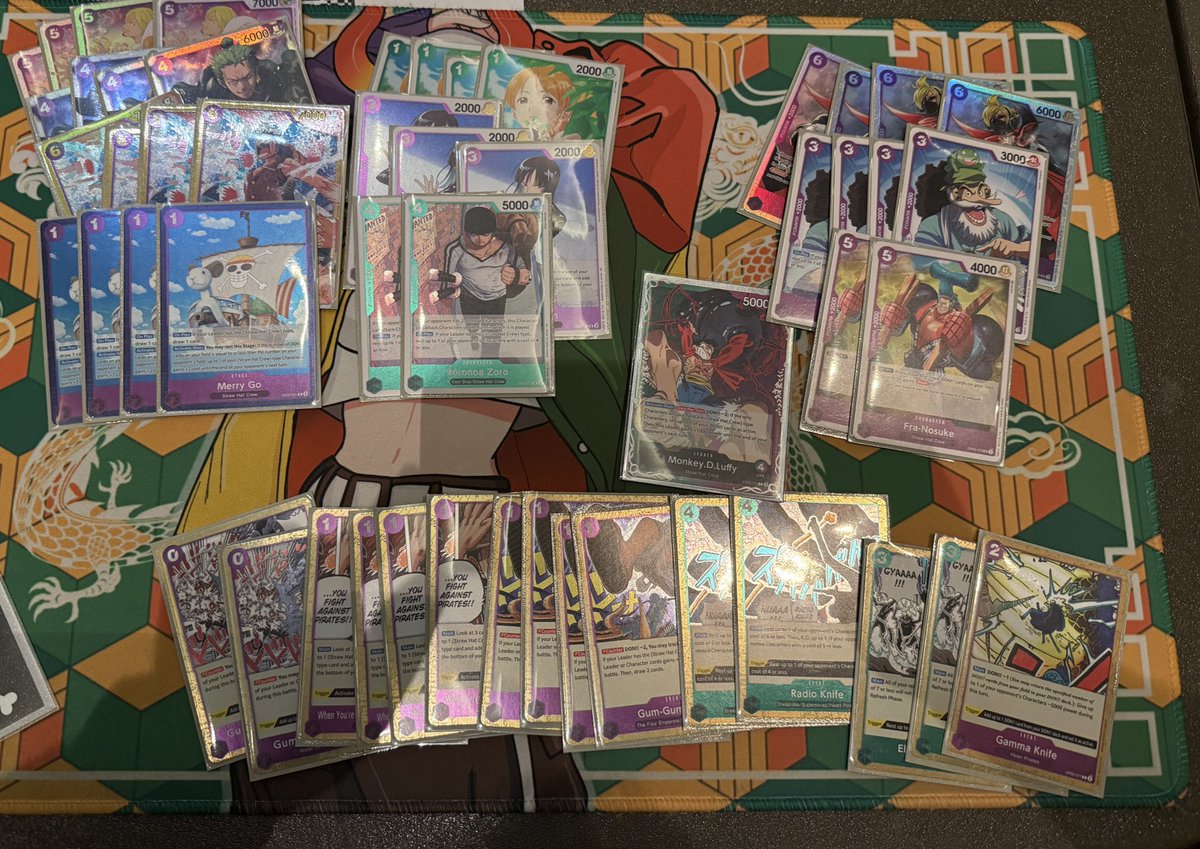 Finally got my first serial! Feeling incredible, onto the next goal. 
Shreveport regional 6.7.25 GP luffy (4th)
R Luffy 🎲 2nd 1-0
Mirror 🎲 2nd 2-0
Mirror 1st 3-0
Zooro 🎲 2nd 4-0
Lucci 🎲 2nd 4-1
Bonney 🎲 2nd 5-1
Zooro 1st 6-1
Enel 🎲 2nd 7-1
Lucci 1st 8-1
