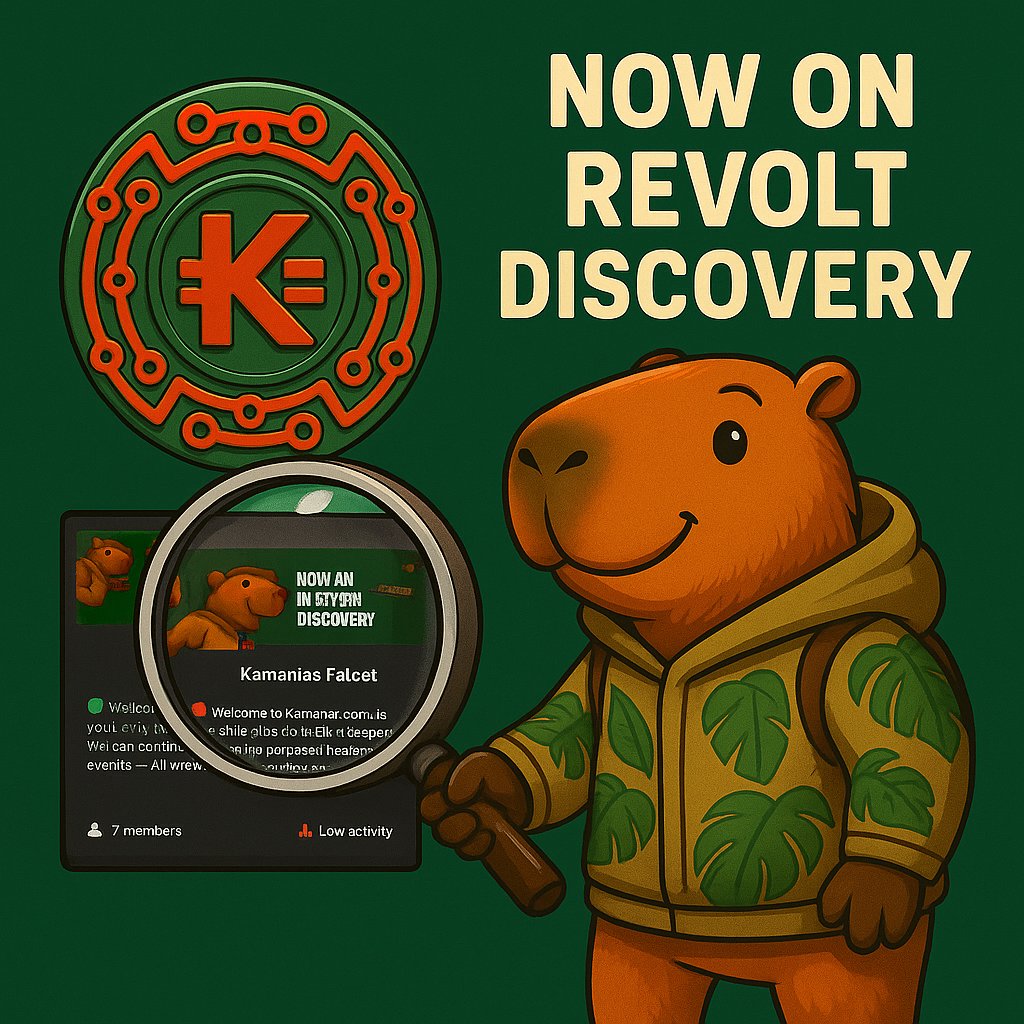🔍 Kamania is now on Revolt Discovery!
Join the capybara crew, claim your daily crypto, and chat with fellow faucet enjoyers 🦫💬
We're live → rvlt.gg/gJ0HK0pt

Claim here: kamania.com

#Kamania #Free #Faucet  #Crypto #Community #Claim #CryptoLife #Revolt