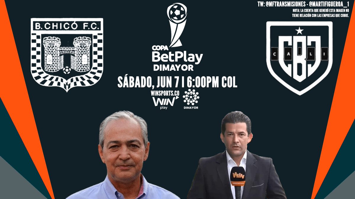 🇨🇴 <a href="/CopaBetPlay/">Copa BetPlay</a> 2025 - Fase 1A (Grupo A [Fecha 3])

<a href="/BCHICOFCOFICIAL/">BOYACÁ CHICÓ F.C.</a> ♟️ - <a href="/Bocajuniorscal/">BocaJuniorsCali</a> 💙💛

Relator: <a href="/LUCHOTEESCUCHO/">LUCHO ESCOBAR</a>
Comentarista: <a href="/trujillodeporte/">Mauricio Trujillo Restrepo</a>

💻📱: <a href="/WinSportsOnline/">Win Sports Online</a> (Win Play), WinSports.co y <a href="/Dimayor/">DIMAYOR</a>

📱 ¡Síguenos!