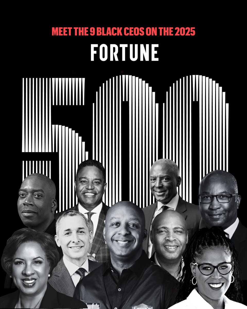 FortuneMagazine's tweet image. Meet the 9 Black CEOs on the 2025 #Fortune500 list. trib.al/WJh3dxT