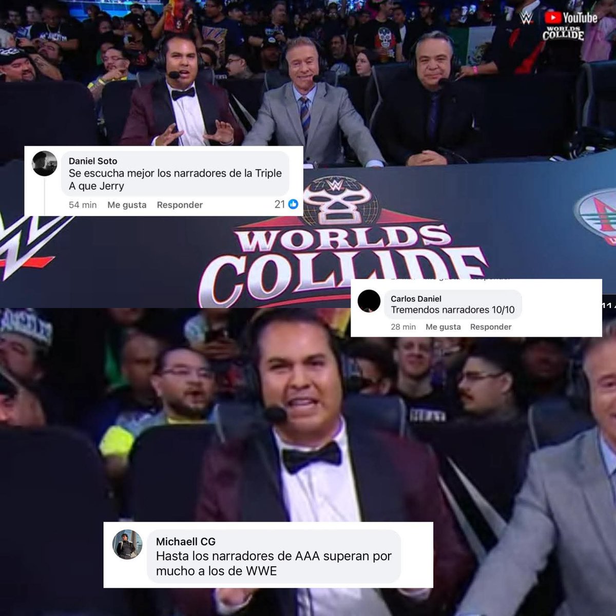 ElDanyBoss's tweet photo. Los comentaristas de AAA hicieron un increíble trabajo en #WWEXAAA #WorldsCollide, hasta se notaba en la voz la alegría de Marcelo Rodriguez. https://t.co/DcE6qmGmQf