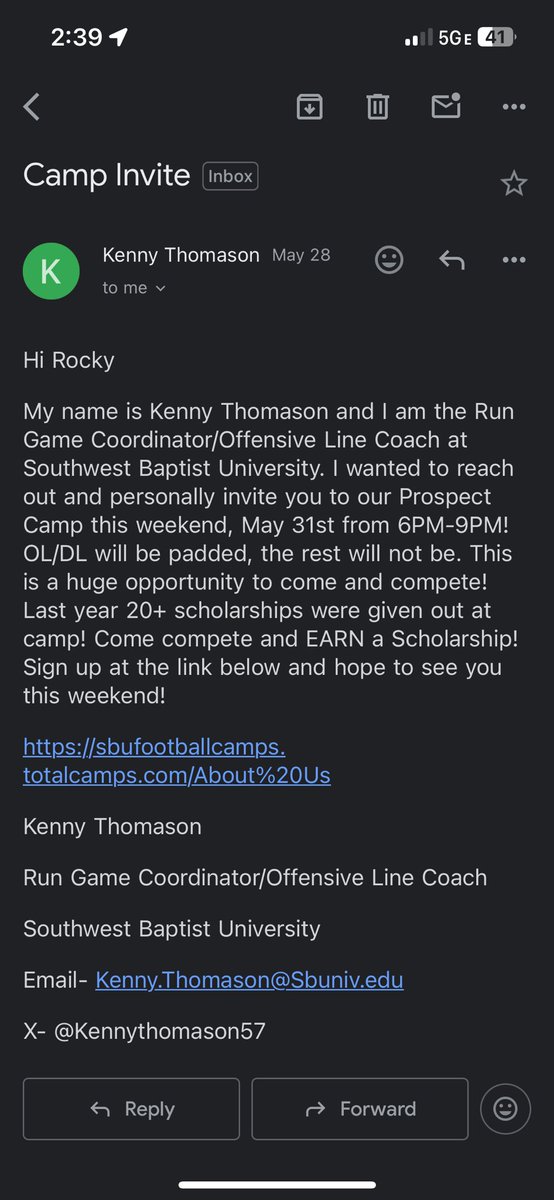 Rocky Patterson (@rocky_patt50559) on Twitter photo Very Thankful to receive my first camp invite to Southwest Baptist University <a href="/PiratesPiperFB/">Piper Pirates Football</a> <a href="/CMacNeil_iii/">Coach Mac 🏴☠️</a> <a href="/coleworld50/">Coach Orrick</a> Very Thankful to receive my first camp invite to Southwest Baptist University <a href="/PiratesPiperFB/">Piper Pirates Football</a> <a href="/CMacNeil_iii/">Coach Mac 🏴☠️</a> <a href="/coleworld50/">Coach Orrick</a>
