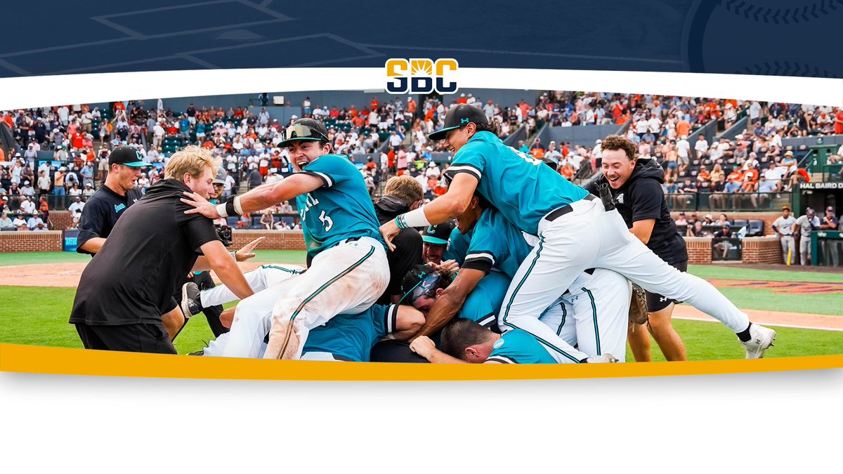 Sun Belt (@sunbelt) on Twitter photo ๐ฅ๐๐ง๐จ๐ฅ๐ก ๐ง๐ฅ๐๐ฃ.
<a href="/CoastalBaseball/">Coastal Carolina Baseball</a> continues unblemished postseason run to return to <a href="/NCAABaseball/">NCAA Baseball</a> College World Series for the first time since its 2016 national championship season. โ๏ธโพ๏ธ
๐ฐ ยป sunbelt.me/45JMTLK ๐ฅ๐๐ง๐จ๐ฅ๐ก ๐ง๐ฅ๐๐ฃ.
<a href="/CoastalBaseball/">Coastal Carolina Baseball</a> continues unblemished postseason run to return to <a href="/NCAABaseball/">NCAA Baseball</a> College World Series for the first time since its 2016 national championship season. โ๏ธโพ๏ธ
๐ฐ ยป sunbelt.me/45JMTLK