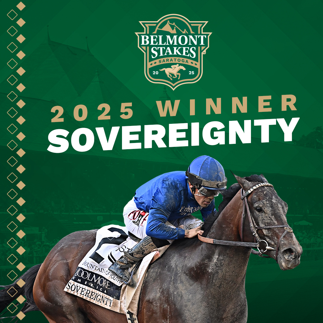 BelmontStakes's tweet photo. SOVEREIGNTY rules again in the Belmont Stakes pres. by @NYRABets! 👑
 
The @KentuckyDerby champ goes back to back in Grade 1 stakes with @JuniorandKellyA aboard for trainer Bill Mott! https://t.co/qvFfzSqPAB
