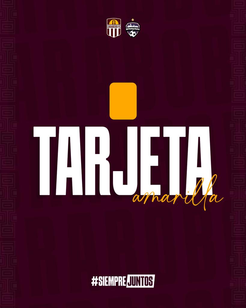 Carabobo Fútbol Club (@carabobo_fc) on Twitter photo ⏱️ 85’ | Tarjeta amarilla para el rival, Sneider Navarro 🟨
#CaraboboFC 2-2 <a href="/Metropolitanos_/">Metropolitanos Fútbol Club</a>
#MásGranate 🔝
#CaraboboEsGranate 🇱🇻
#LigaBancoDeVenezuela 🇻🇪 ⏱️ 85’ | Tarjeta amarilla para el rival, Sneider Navarro 🟨
#CaraboboFC 2-2 <a href="/Metropolitanos_/">Metropolitanos Fútbol Club</a>
#MásGranate 🔝
#CaraboboEsGranate 🇱🇻
#LigaBancoDeVenezuela 🇻🇪