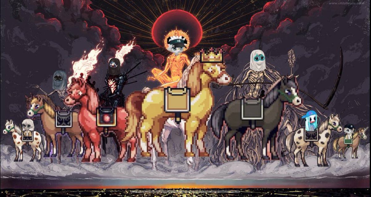 In the darkest hour before the next race… they arrived.

From beyond the Hyperliquid veil rode <a href="/HypioHL/">Hypio</a> — not on foot, not on chain — but on Horsies. 🐎⚔️

14 of them. Including the #1 rarity.
A signal. A prophecy. A flex.

The arena shifted.

This image is our tribute.
A