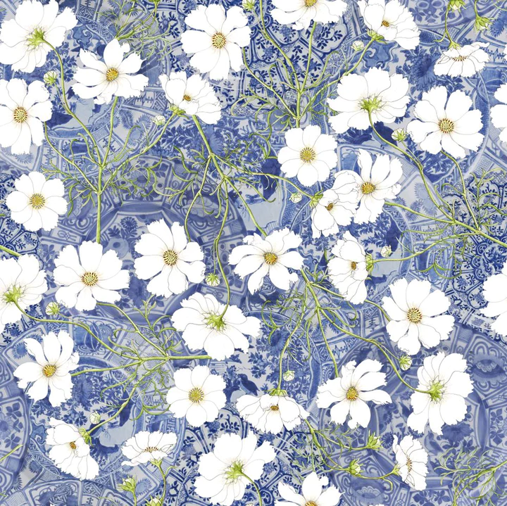 Cosmos on Delft, pattern design by Ann C. Jooste