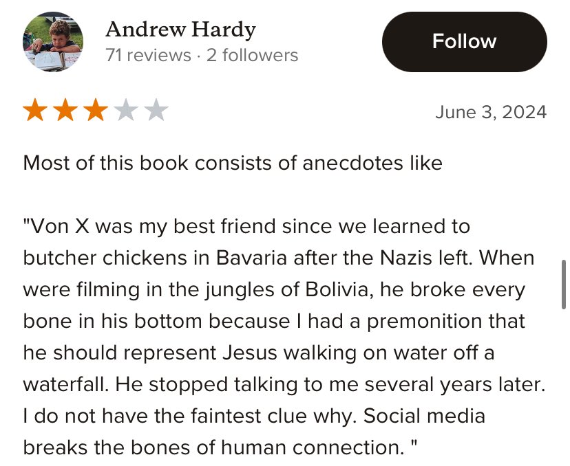 Just finished the audiobook and it’s ⭐️⭐️⭐️⭐️⭐️ 

This review is hilarious and accurate though