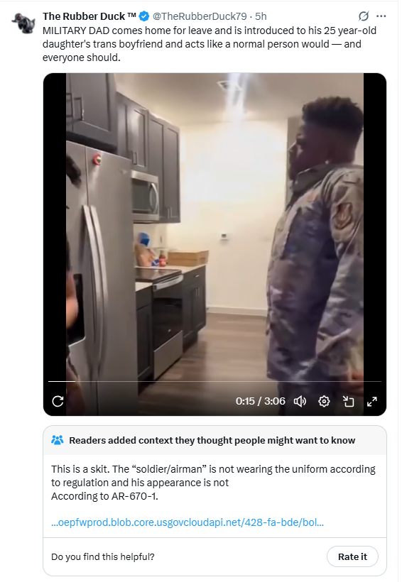 SDeveloper1111's tweet image. Any comment regarding this post from earlier, @TheRubberDuck79. Your bio says, "I may be wrong, but I'm not lying." -- you were lying by posting a skit that you thought was real 🤔