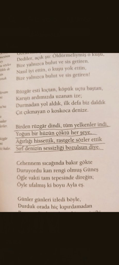 Samuel Taylor Coleridge
-Yaşlı Gemici
Bu dörtlükte anlayamadığım bir şey var hayat gibi, ölüm gibi, hayatın her anı gibi sanki her şeyi anlatıyormuş gibi.