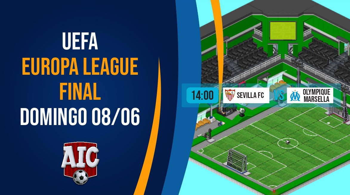 🏆 FINAL - UEFA EUROPA LEAGUE AICv35
📅 Domingo 8 de Junio
⏰ 14:00 Hora Colombia
📍 habbo.es
🏷️ habbofutbol.com
👕 Sevilla FC vs O. Marsella
🔴 ¿Quién se hará con la gloria? ¡Te esperamos para que disfrutes de un vibrante encuentro!