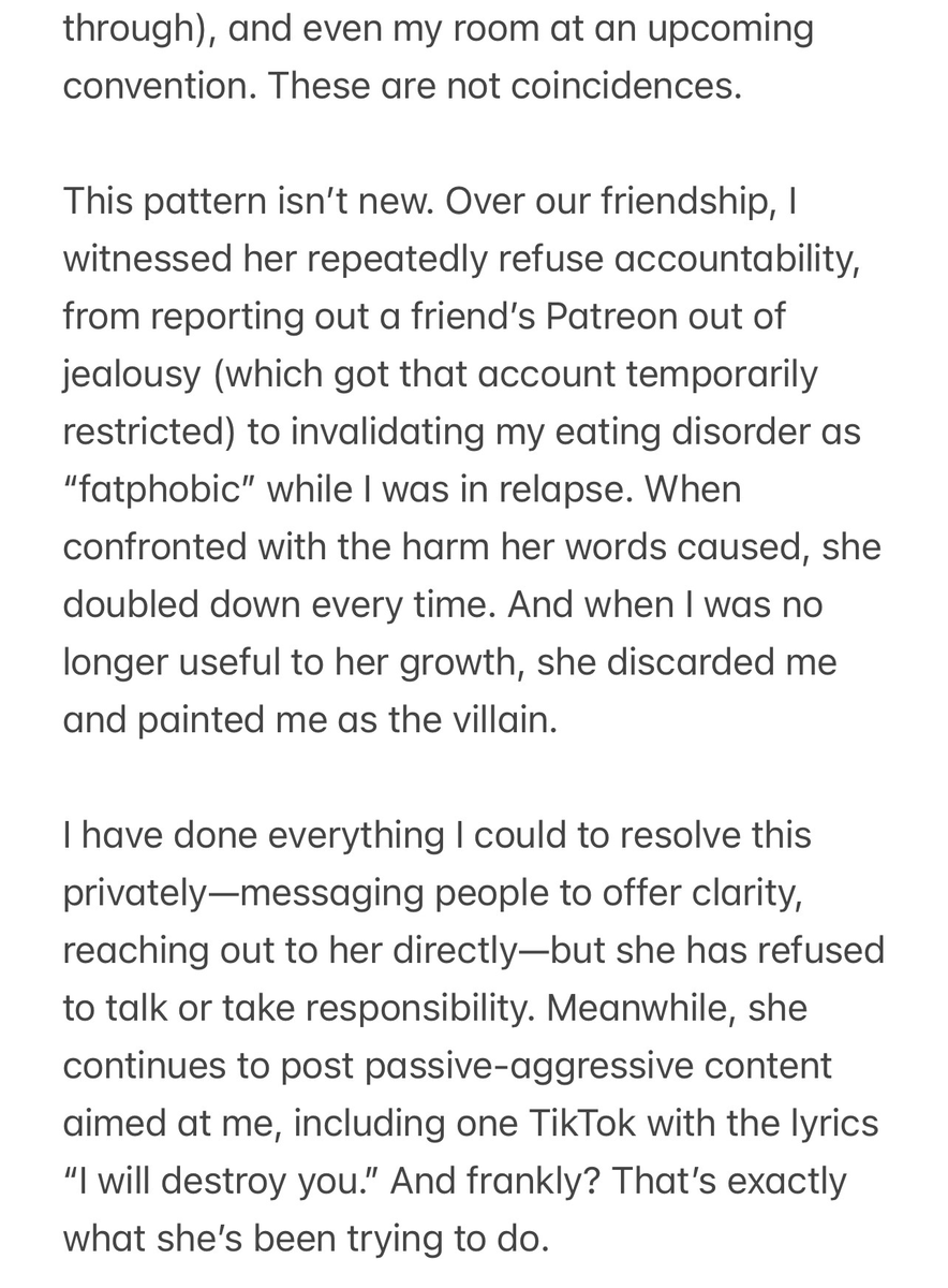 villanareittv's tweet photo. I’ve been trying to post as vaguely about this as possible, but it’s clear that she has no intention on stopping, so I have to be very clear.  This is a post about kupkace3 attempting to destroy my name and all I have built for myself. I won’t stay silent about this. https://t.co/MBXDj3txFb