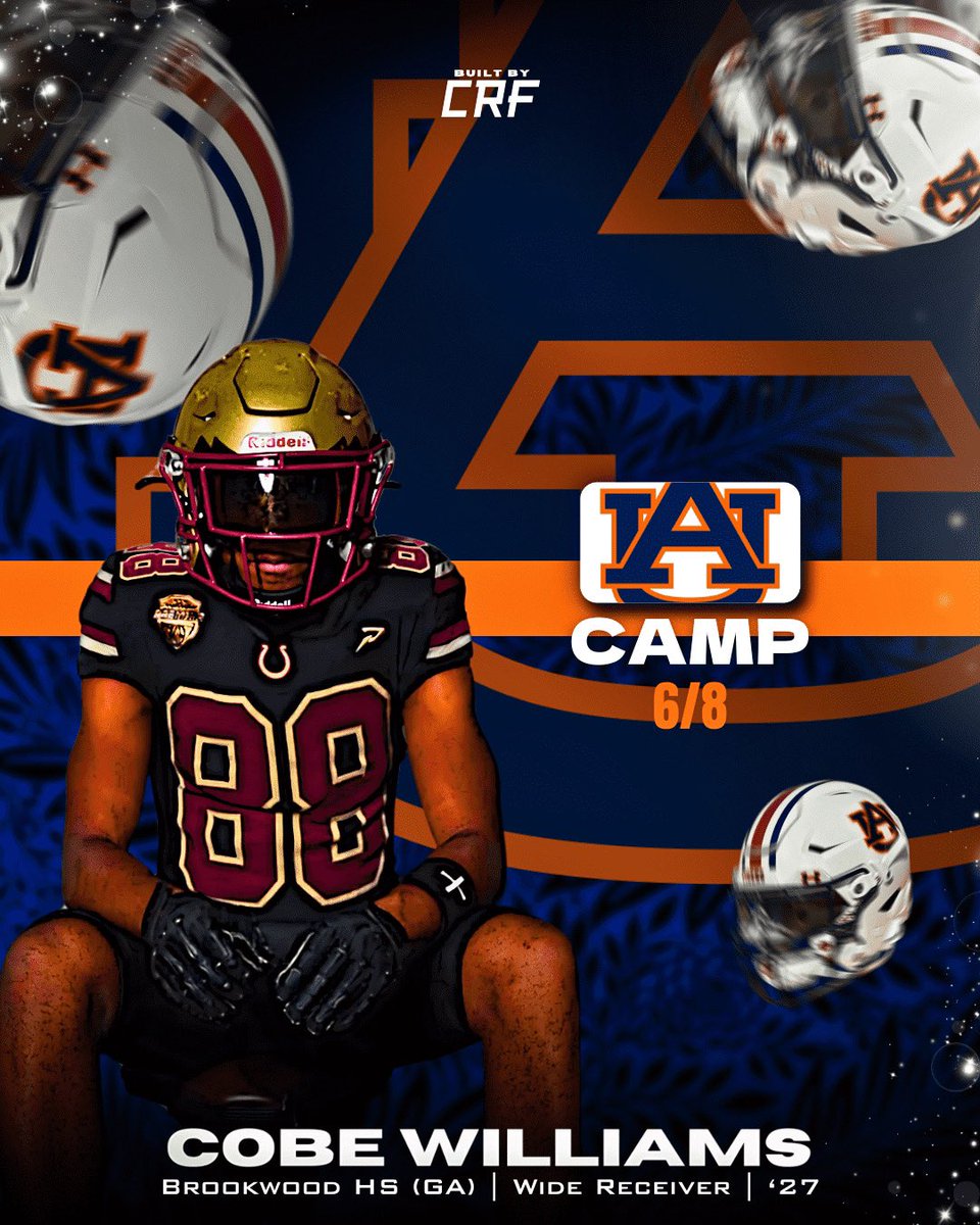 Cobe J Williams (@cobejwilliams) on Twitter photo I will be at <a href="/AuburnFootball/">Auburn Football</a> camp tomorrow with <a href="/therealkwat/">Kenyatta Watson</a> <a href="/heathdedeaux/">Heath Dedeaux</a> <a href="/CoachDavisWR/">Marcus Davis</a> and <a href="/coachcrimedawg/">CrimeDawg</a> . Blessed to be on campus, ready to rock out.
<a href="/RecruitGeorgia/">Recruit Georgia</a> <a href="/CoachRaw_/">Coach Raw</a> <a href="/NighbertChad/">Coach Chad Nighbert</a> @coachbills2131 <a href="/LanceFendley/">Lance Fendley</a> @coach_pickett4 <a href="/RivalsFriedman/">Adam Friedman</a> <a href="/Rivals/">Rivals</a> <a href="/On3Recruits/">On3 Recruits</a> I will be at <a href="/AuburnFootball/">Auburn Football</a> camp tomorrow with <a href="/therealkwat/">Kenyatta Watson</a> <a href="/heathdedeaux/">Heath Dedeaux</a> <a href="/CoachDavisWR/">Marcus Davis</a> and <a href="/coachcrimedawg/">CrimeDawg</a> . Blessed to be on campus, ready to rock out.
<a href="/RecruitGeorgia/">Recruit Georgia</a> <a href="/CoachRaw_/">Coach Raw</a> <a href="/NighbertChad/">Coach Chad Nighbert</a> @coachbills2131 <a href="/LanceFendley/">Lance Fendley</a> @coach_pickett4 <a href="/RivalsFriedman/">Adam Friedman</a> <a href="/Rivals/">Rivals</a> <a href="/On3Recruits/">On3 Recruits</a>