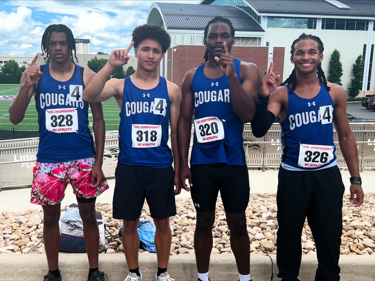 Congratulations our boys 4x100 who are the VA 4A STATE CHAMPIONS!!! They also bested their school record, running a time of 41.75!
Well done Kayden Whitaker, Brayden Bachiller, Daijon Edwards, Anthony Marshall🥇🥇🥇🥇