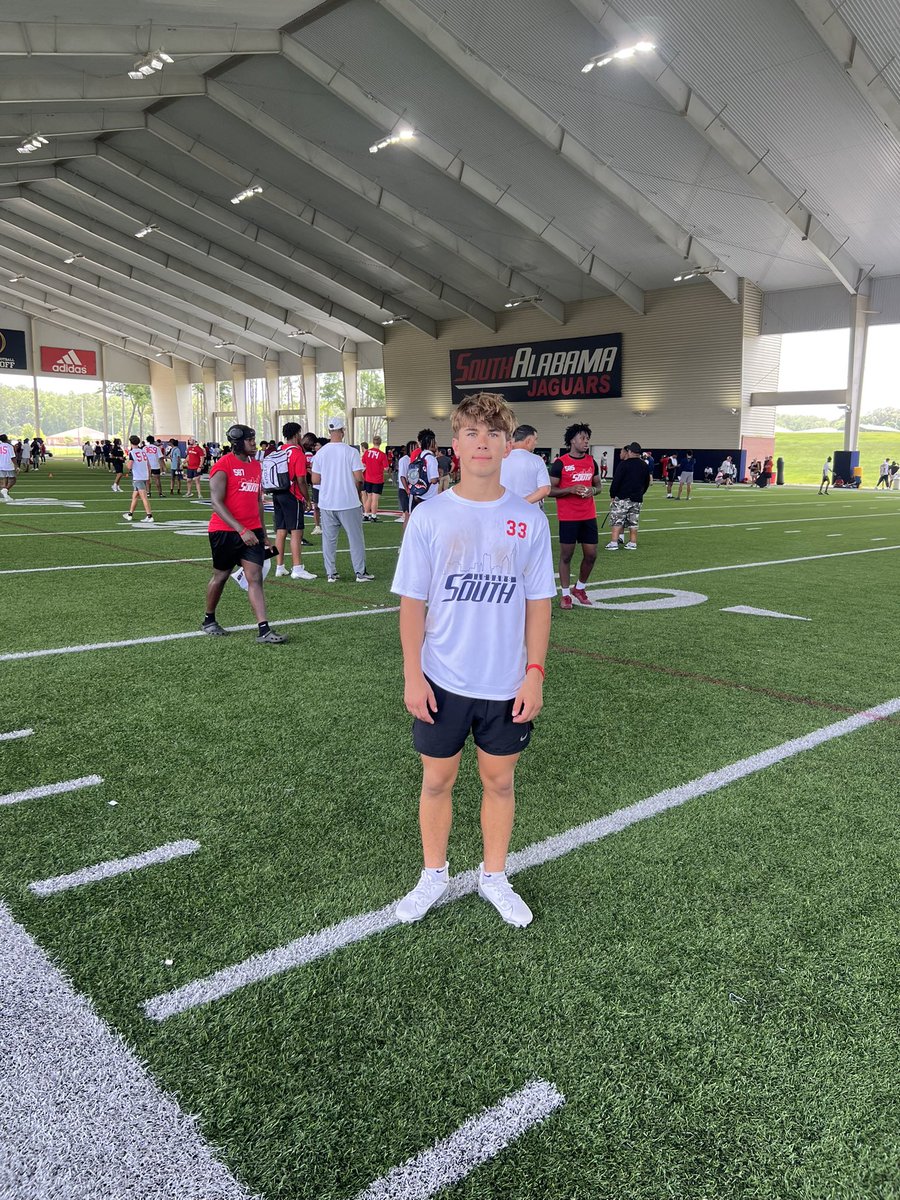 TannerKoerner's tweet image. Had a great time at @SouthAlabamaFB camp today!! #offseason #nextup #runningback #camp @JaceLejeune @RecruitLouisian @247recruiting
