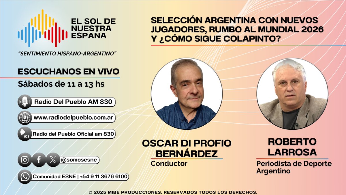somosesne's tweet photo. Selección Argentina con nuevos jugadores, rumbo al Mundial 2026 y ¿cómo sigue Colapinto? #SomosESNE 

Con Roberto Larrosa, Periodista de Deporte Argentino
@RLarrosa1

🔴 ESCUCHA LA NOTA COMPLETA: https://t.co/wXx3ESoUXg https://t.co/6JWmdU2jrj