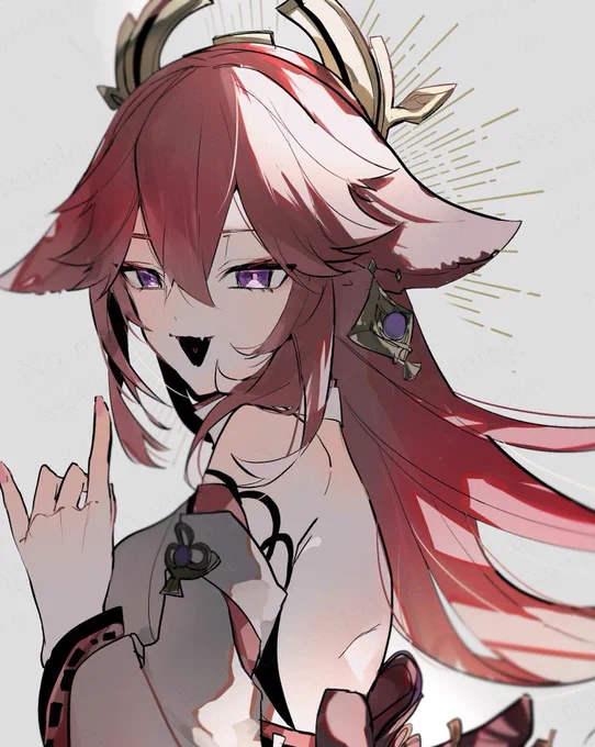 遅くなったけどお迎え記念絵 #YaeMiko #GenshinImpact