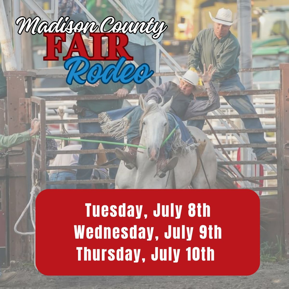 Remember...our rodeo is changing this year to Tuesday, Wednesday &amp; Thursday nights.
We are excited to see you there!
Purchase your tickets now!
👉 etix.com/ticket/v/13115…