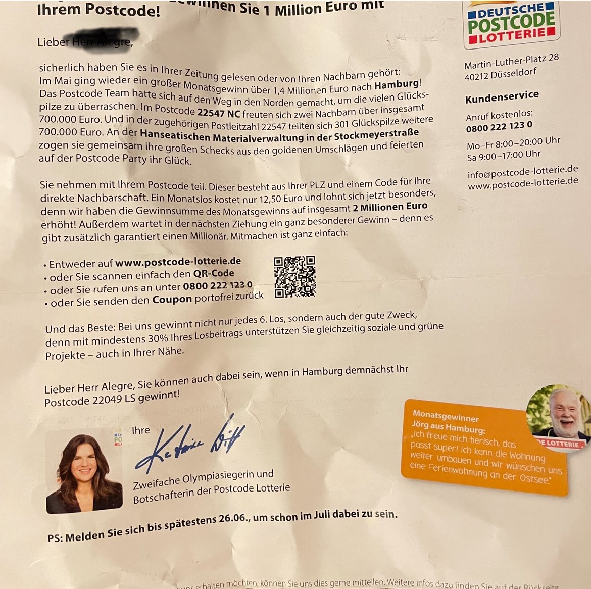 Williams925602's tweet photo. Weisst jemand wie ich diese Lotterie Idioten Anzeigen kann, schicken ständig solche Briefe ohne meine Zustimmung https://t.co/vciah2Agy2
