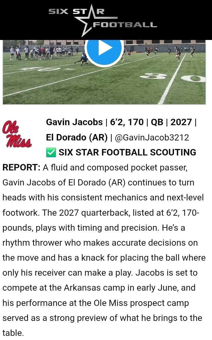 GavinJacob3212's tweet photo. Thank you for write up @sixstarfootball  @Coast2CoastBSM @PrepRedzone @TopPreps @ExpoRecruits @On3Recruits @247recruiting @One11Recruiting @RebelsFBRec @ncsa https://t.co/AgyBTxupx6