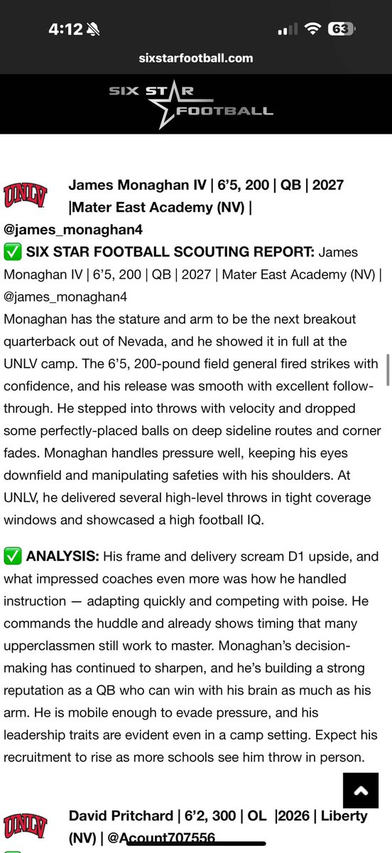 James Monaghan IV (@james_monaghan4) on Twitter photo Thank you to <a href="/sixstarfootball/">Six Star Football | PLUS+</a> for the write up <a href="/MHS_CoachTui/">Tyler Tuiasosopo</a> @MikWatersP1 <a href="/phase1football/">Donte Jasames, Phase1 Recruiting</a> <a href="/BrandonHuffman/">Brandon Huffman</a> <a href="/BlairAngulo/">Blair Angulo</a> <a href="/MaxwellPCotton/">Maxwell Cotton</a> <a href="/PrepRedzoneNV/">Prep Redzone Nevada</a> <a href="/RealEdRankin/">E. Rankin</a> <a href="/CoachZampese/">Anthony Zampese</a> Thank you to <a href="/sixstarfootball/">Six Star Football | PLUS+</a> for the write up <a href="/MHS_CoachTui/">Tyler Tuiasosopo</a> @MikWatersP1 <a href="/phase1football/">Donte Jasames, Phase1 Recruiting</a> <a href="/BrandonHuffman/">Brandon Huffman</a> <a href="/BlairAngulo/">Blair Angulo</a> <a href="/MaxwellPCotton/">Maxwell Cotton</a> <a href="/PrepRedzoneNV/">Prep Redzone Nevada</a> <a href="/RealEdRankin/">E. Rankin</a> <a href="/CoachZampese/">Anthony Zampese</a>