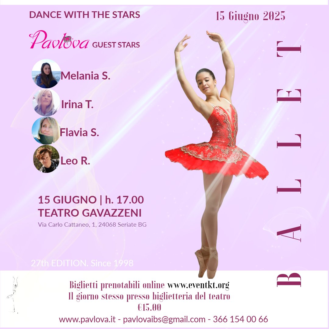 BalletInt's tweet image. ✨Lo spettacolo di fine anno della Pavlova Academy of Ballet &amp;amp; Company! L'evento si terrà Domenica 15 giugno alle ore 17.00.
🎟Biglietti acquistabili su: eventkt.org
#Ballet #scuoladidanzabergamo
#danzaclassica #pavlovaibs #danzabergamo
#Leadership #Teamwork #Tesla