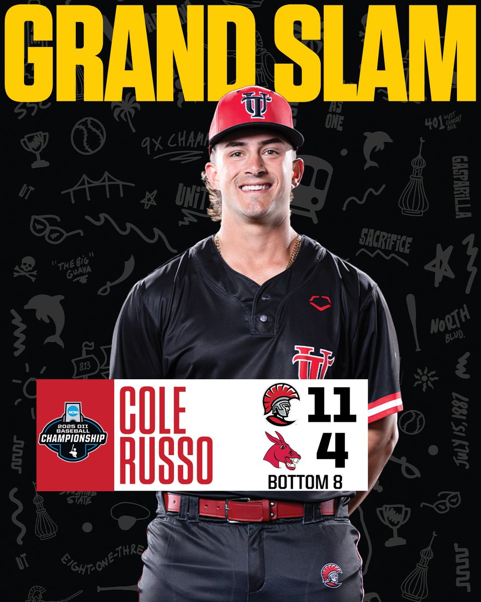 UTampaBaseball's tweet photo. Spartans ruling the Stable!🤟 Cole Russo with a grand slam💣 to put Spartans up 11-4. Tampa 3 outs away from championship.

#TampaBaseball⚾️ #StandAsOne🛡️ https://t.co/IvHQagvEE0