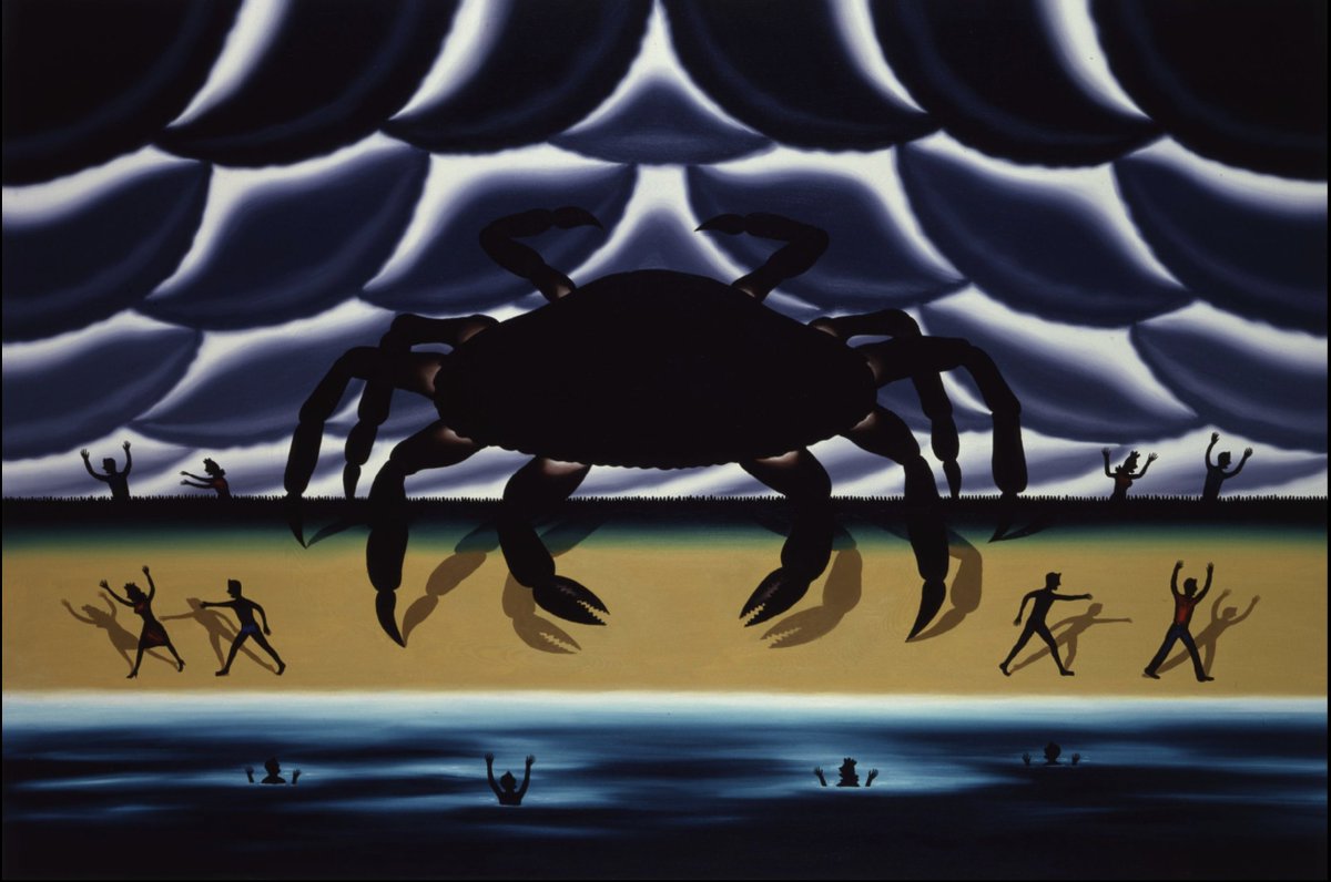 Jeremy Lybarger (@jeremylybarger) on Twitter photo Two by Roger Brown: Mothra At Inner Circle Drive (1988) and Killer Crab (1986) Two by Roger Brown: Mothra At Inner Circle Drive (1988) and Killer Crab (1986)