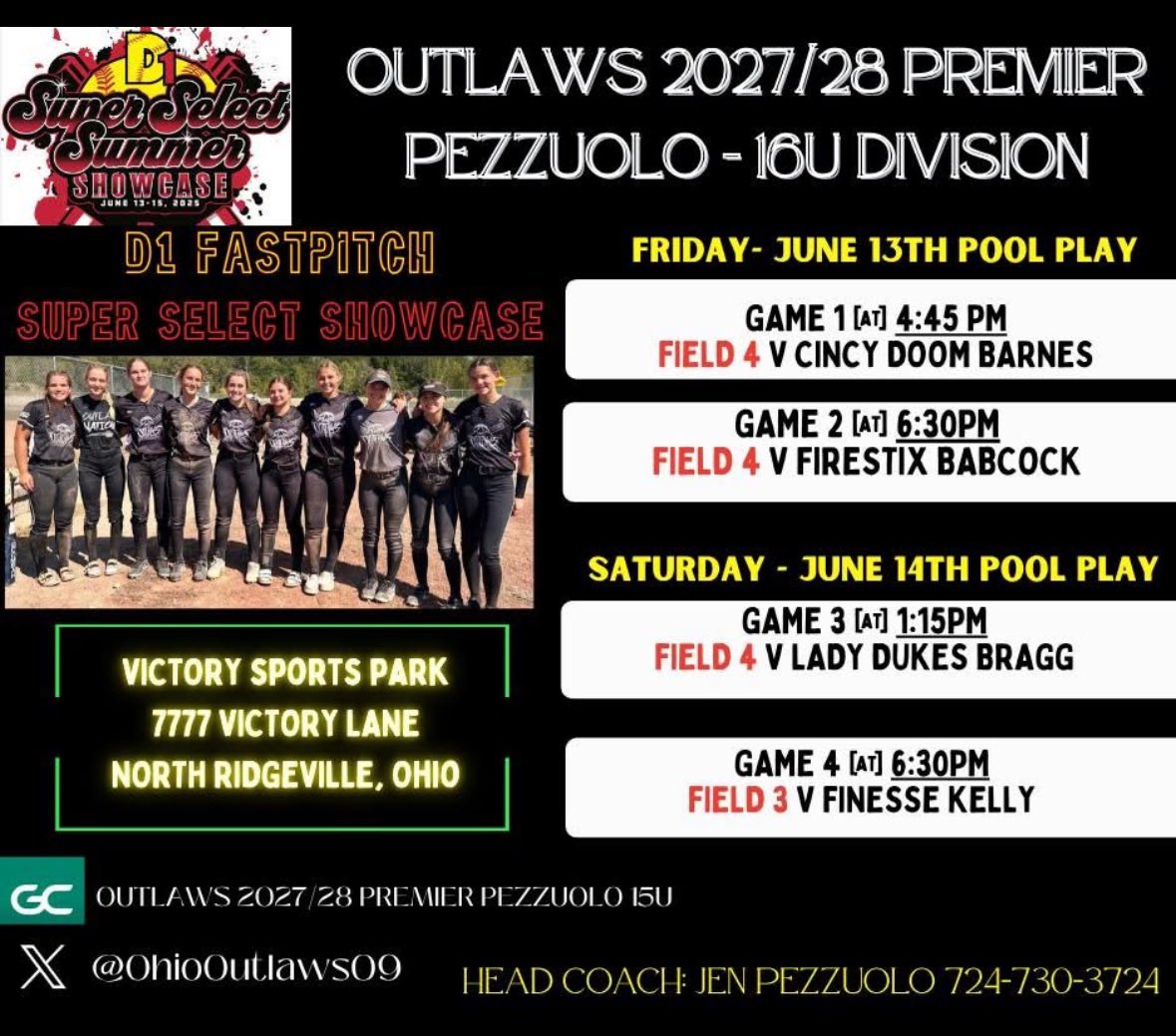 It’s almost time to start our first tournament for the summer softball season! So excited to get to play with my travel teammates again! Here’s the schedule for our games!🥎<a href="/OhioOutlaws09/">Ohio Outlaws 09 Pezzuolo</a> 
<a href="/Pitt_SB/">Pitt Softball</a> 
<a href="/KentStSoftball/">Kent State Softball</a> 
<a href="/HerdSB/">Marshall Softball</a> 
<a href="/ZipsSB/">Akron Zips Softball</a> 
<a href="/BallStateSB/">Ball State Softball</a>